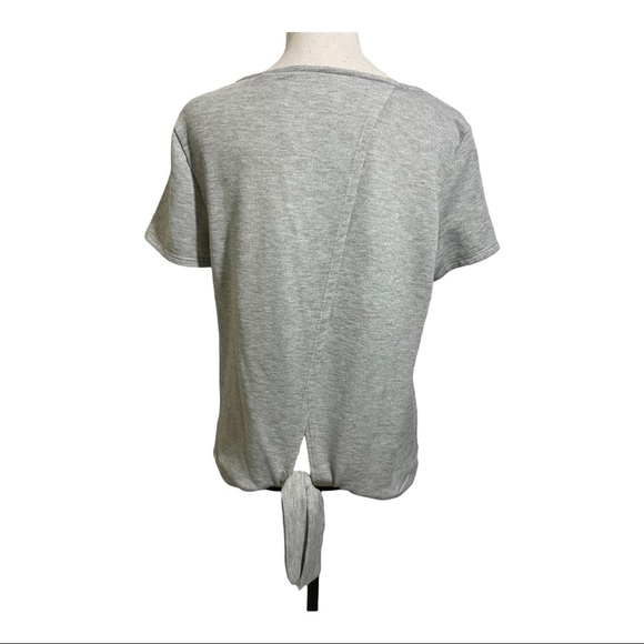 ModCloth womens sweatshirt open back with tie knot bottom grey size Large - Picture 4 of 9